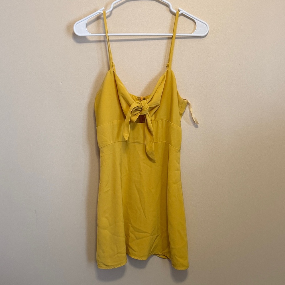 superdown Yellow Tie-Front Slip Dress
